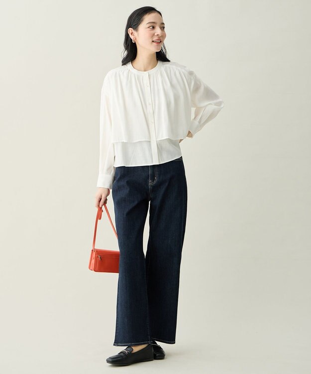 ANY ラッフルクロップドシャツ エクリュ