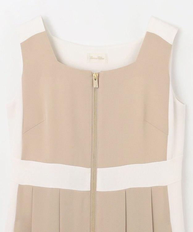 GRACE CONTINENTAL ラインバイカラードレス ベージュ