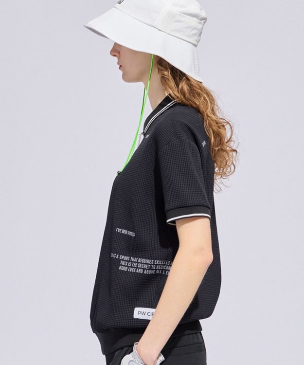 PW CIRCULUS 【WOMEN】ワッフルハーフジップポロ 2026年モデル ゴルフウェア レディース ブラック系