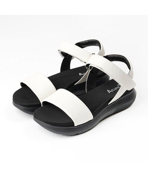 AcureZ オトナのスポサン ベルトデザイン「軽×ラクサンダル」 ダークホワイト×ブラック