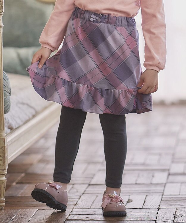 ANY KIDS チェック スカッツ ラベンダー系チェック