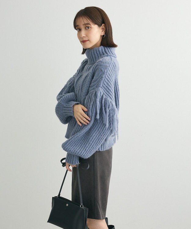 Green Parks ・ｓｗｉｎｇ　ｂｙ　フリンジタートルニット Blue