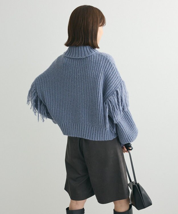 Green Parks ・ｓｗｉｎｇ　ｂｙ　フリンジタートルニット Blue