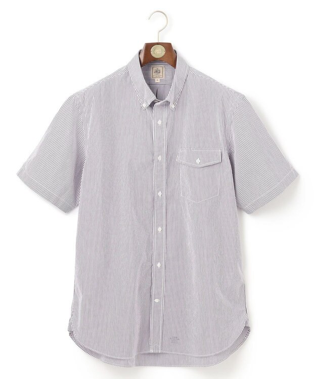 J.PRESS MEN 【KING SIZE】【クールマックス】サッカーストライプ／マイクロギンガムチェック シャツ/B.D パープル系1