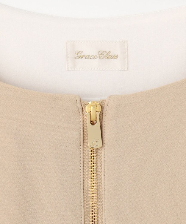 GRACE CONTINENTAL ラインバイカラードレス ベージュ