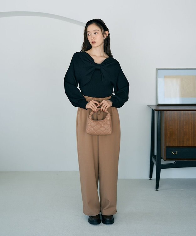 earth music&ecology 【WEB限定】リボンニットアンサンブル Black