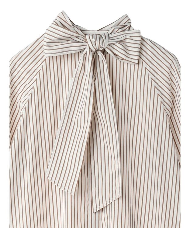 earth music&ecology ボウタイシャツワンピース Stripe Brown