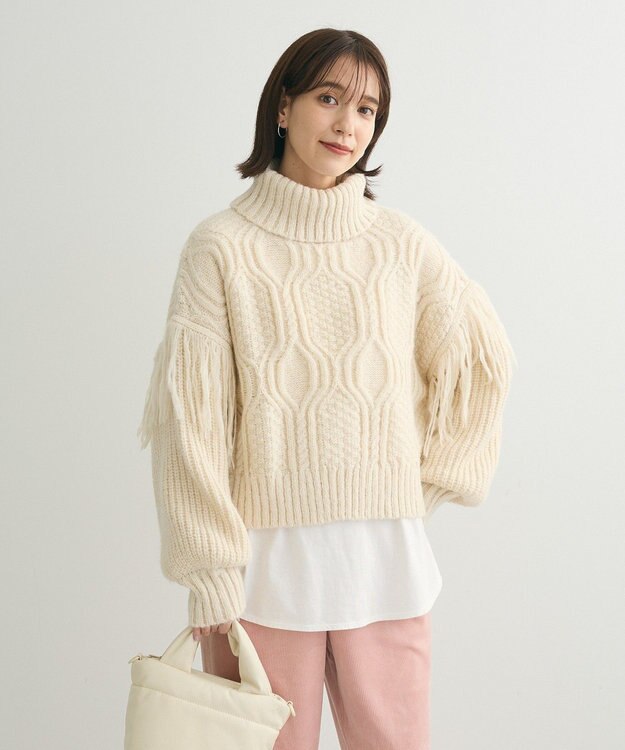 Green Parks ・ｓｗｉｎｇ　ｂｙ　フリンジタートルニット Ivory