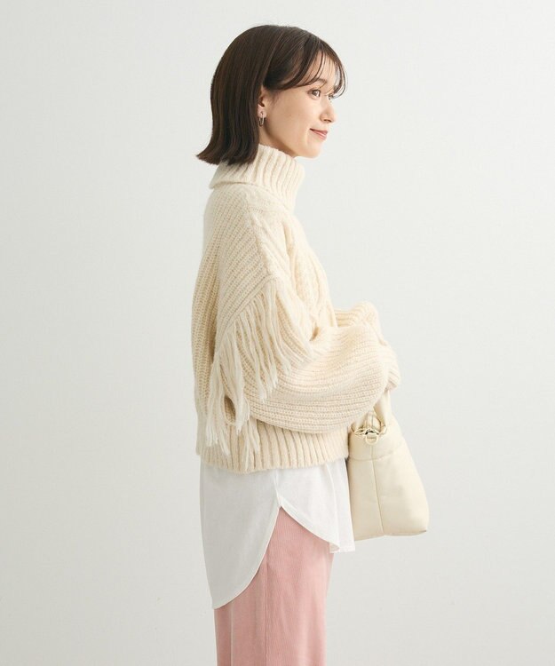 Green Parks ・ｓｗｉｎｇ　ｂｙ　フリンジタートルニット Ivory