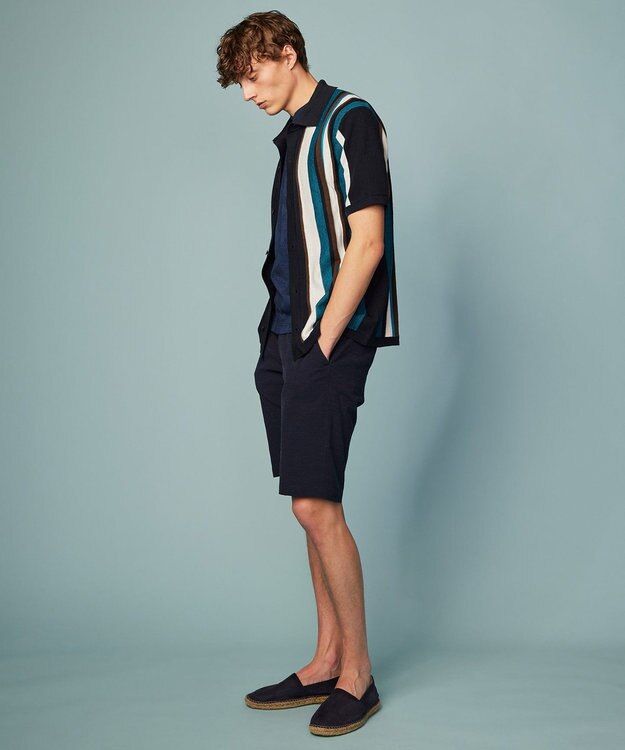 JOSEPH ABBOUD 【ウエストも伸びる！/2WAYストレッチ/清涼】クールサッカー ショーツ ネイビー系