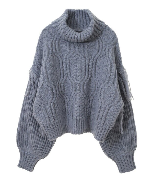 Green Parks ・ｓｗｉｎｇ　ｂｙ　フリンジタートルニット Blue