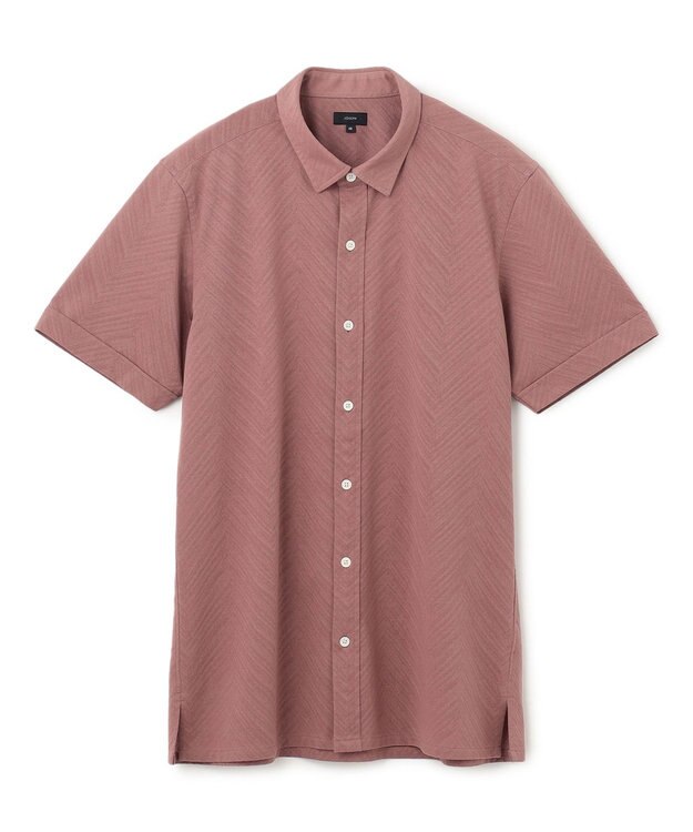 JOSEPH HOMME ブロークンヘリンボンジャージー　レギュラーカラー半袖シャツ ピンク系