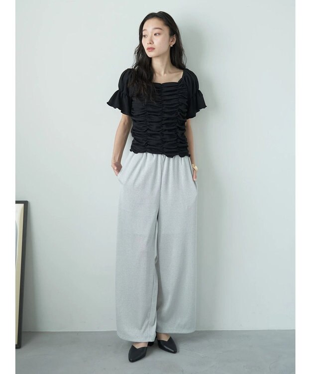 earth music&ecology カットシャーリングプルオーバー Black