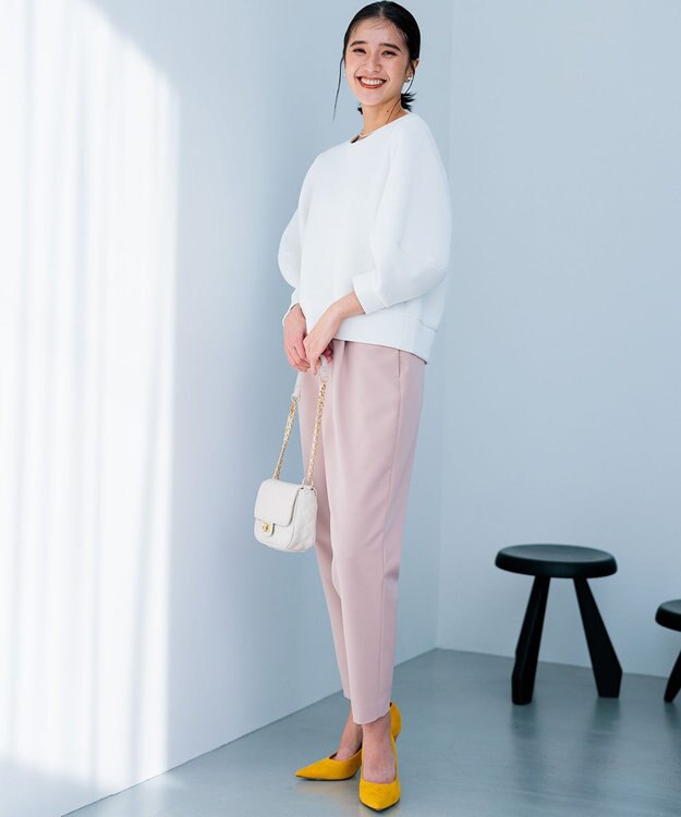 組曲 【洗える・ストレッチ】プランタンカラークロップド パンツ ピンク系