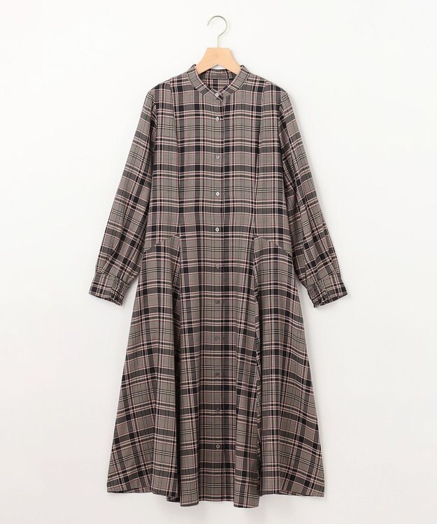 組曲 シアーツイルチェック ワンピース ベージュ系3