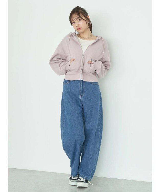 earth music&ecology 裏毛ＺＩＰパーカー Pink Beige