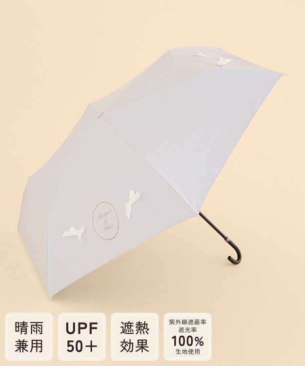 Maison de FLEUR 遮光&UV CUT リボン折りたたみ傘 Grayish Blue