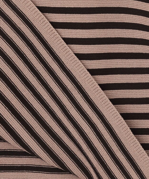 ANY クロップド丈ガーターニット モカベース×ブラックライン