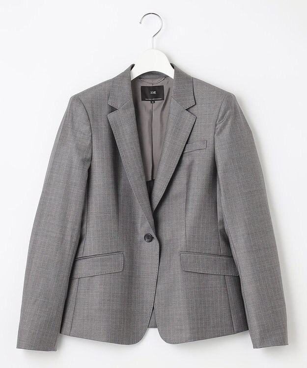 23区 S 【セットアップ対応】ファインネスウール ジャケット グレー系ストライプ