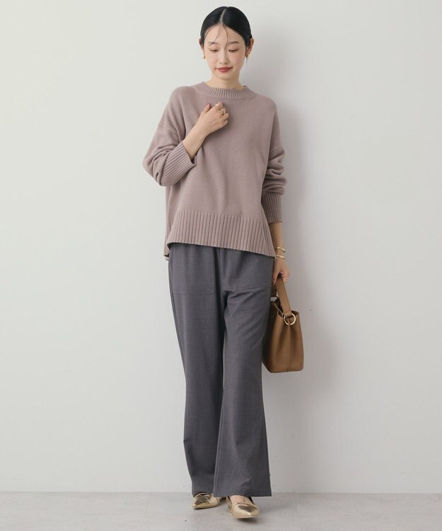 AMERICAN HOLIC バイパチモックネックニットプルオーバー Gray Beige