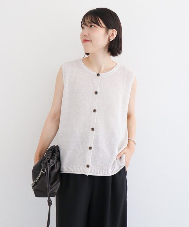 Green Parks 前後２ｗａｙ　ミックスカラーノースリーブニット Light Gray