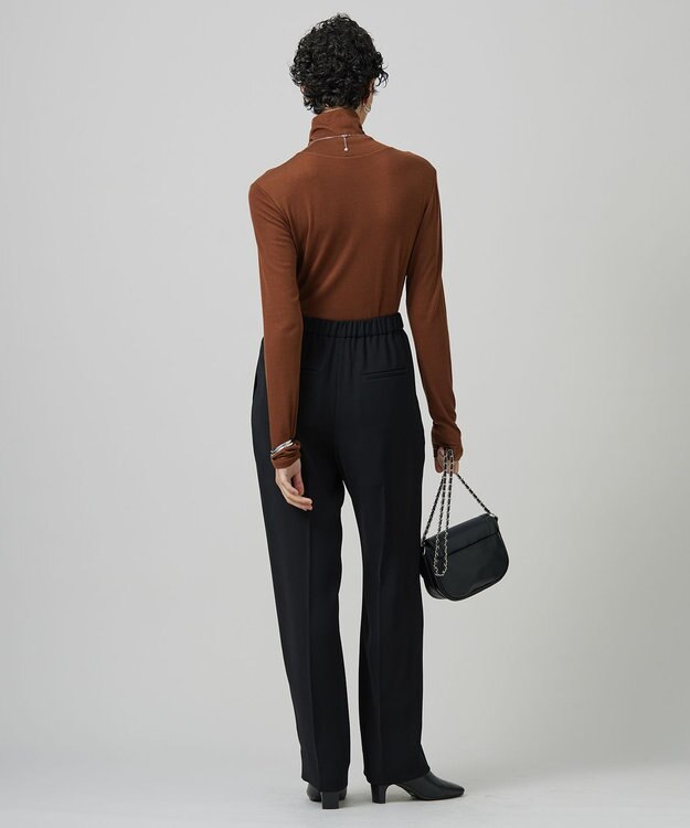 ICB L 【洗える】ライトダブルクロス ストレートパンツ ブラック系