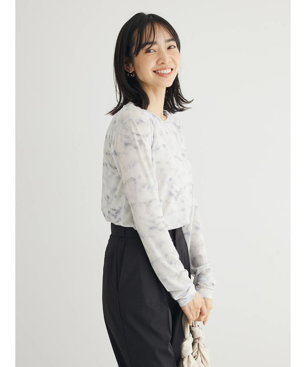 Green Parks クルーネックアソート柄シアープルオーバー