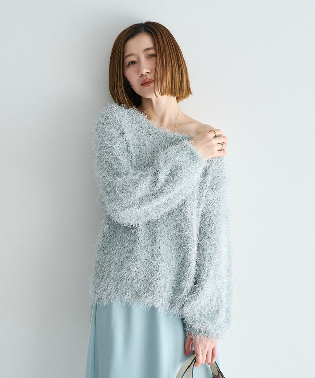 YECCA VECCA ラメ混シャギーニット Light Gray