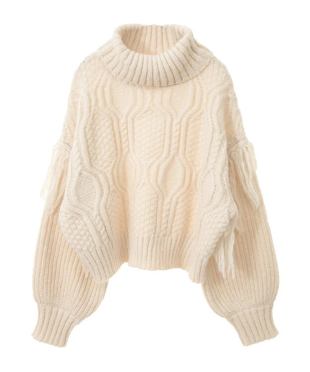 Green Parks ・ｓｗｉｎｇ　ｂｙ　フリンジタートルニット Ivory