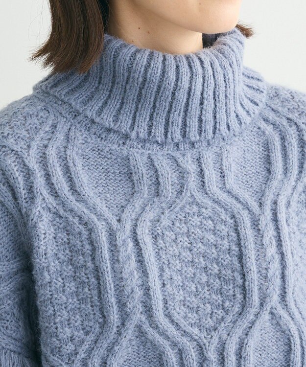 Green Parks ・ｓｗｉｎｇ　ｂｙ　フリンジタートルニット Blue