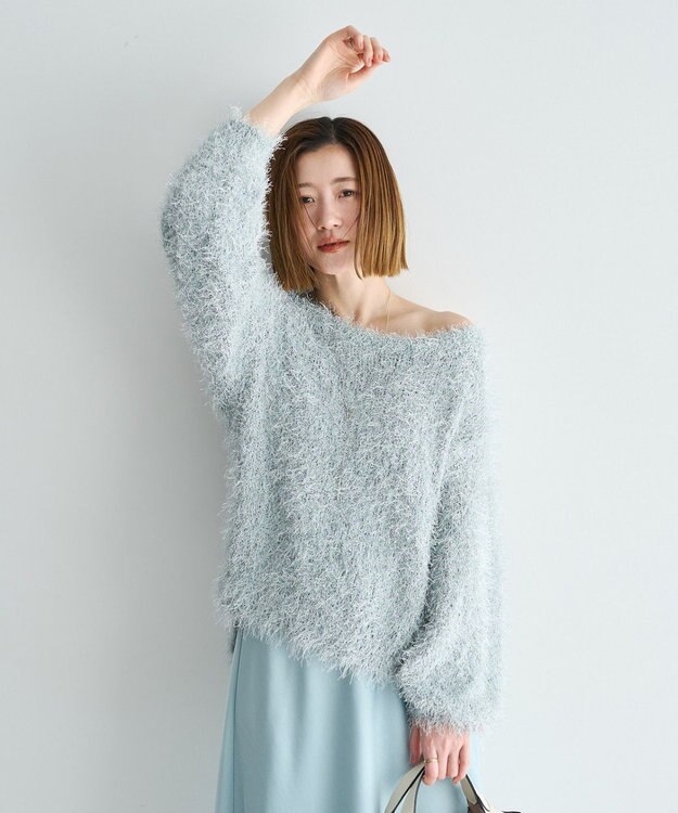 YECCA VECCA ラメ混シャギーニット Light Gray