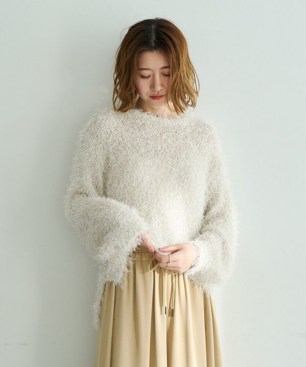 YECCA VECCA ラメ混シャギーニット Ivory