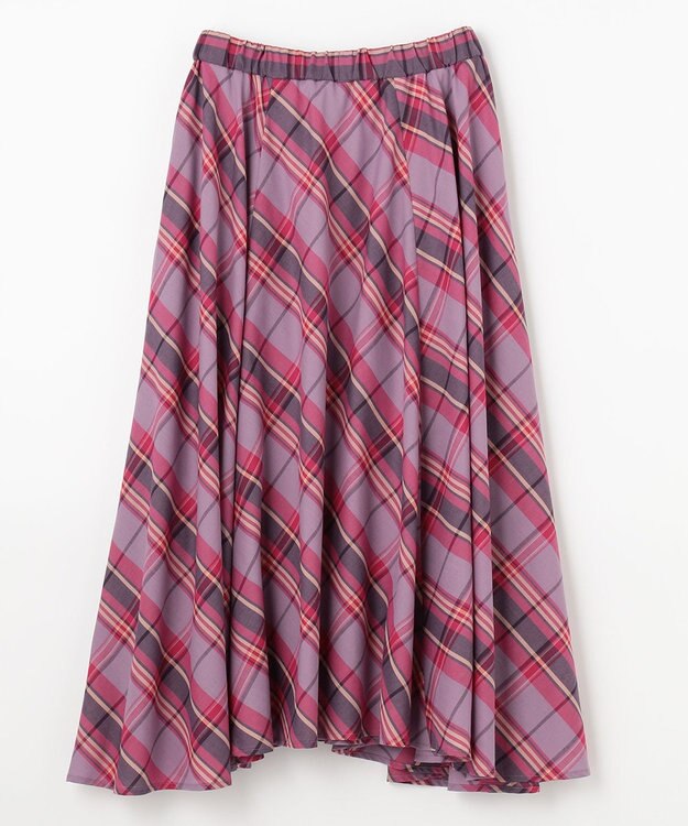 ANY 【ウエストゴム】マドラスチェック スカート ピンク系