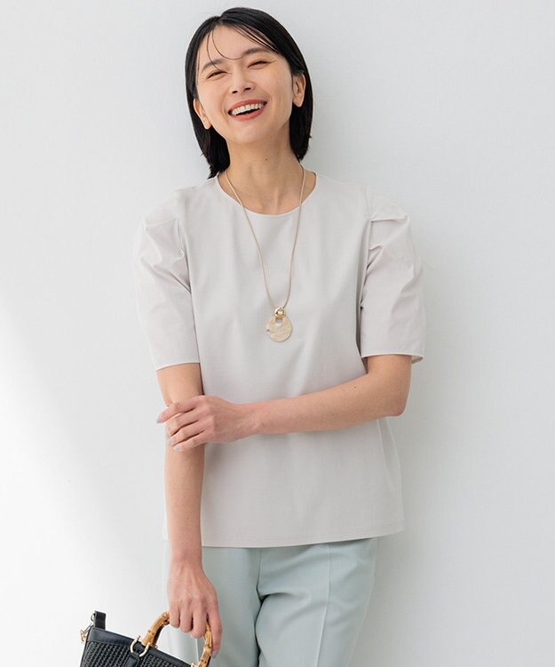 23区 【洗える】スムースデザイン タックディテール カットソー ベージュ系