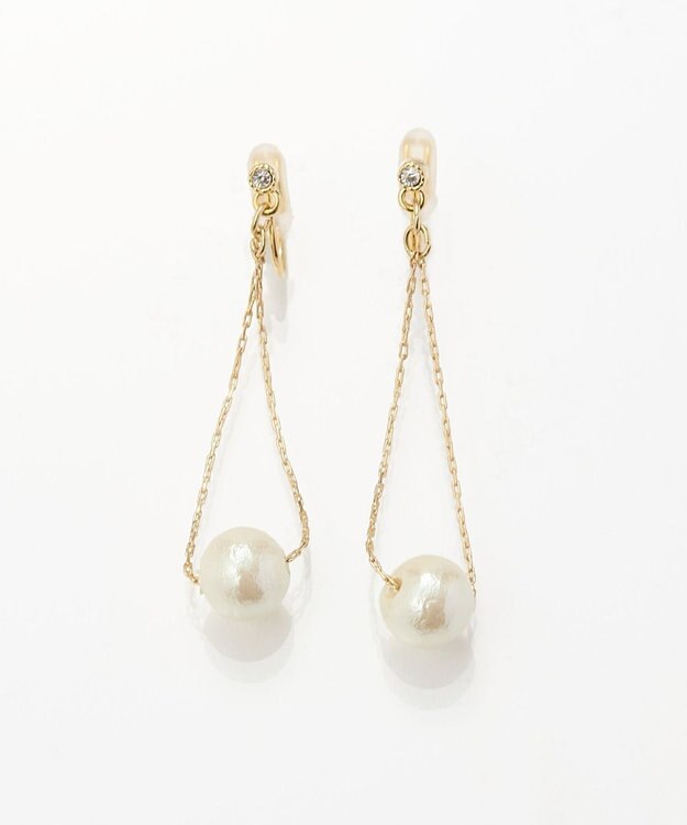 Phoebe 【痛くないシリーズ】【金属アレルギー対応】トライアングルコットンパールライトフィットイヤリング ホワイト