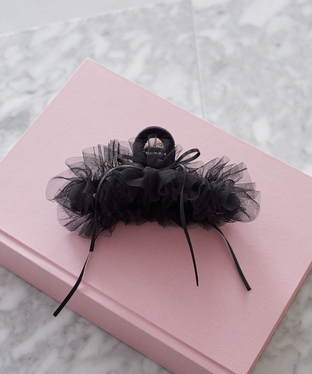 Maison de FLEUR チュールタイニーリボンバンスクリップ Black