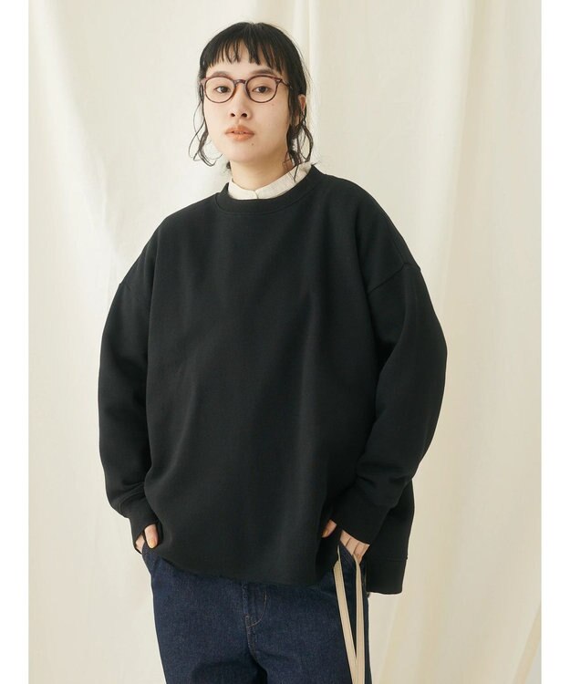 CRAFT STANDARD BOUTIQUE 裏起毛クルーネックチュニック Black