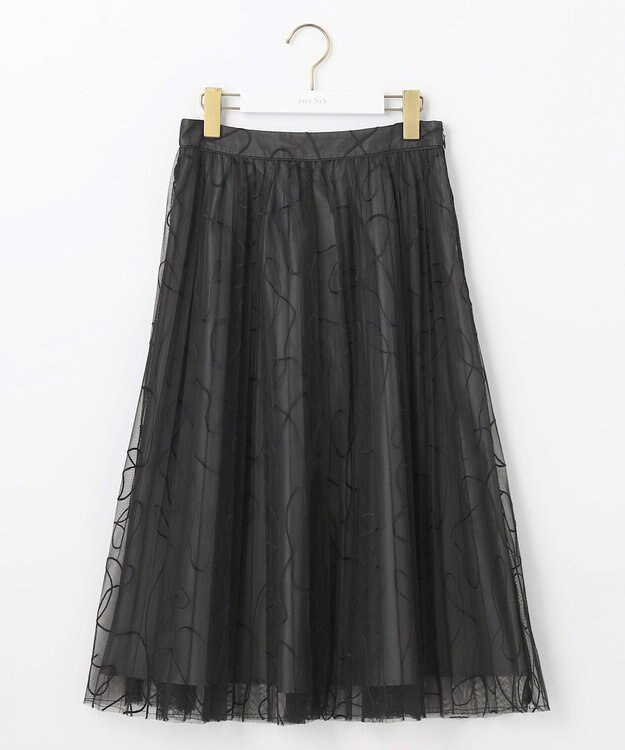 ANY SIS ラインアートプリーツ スカート ブラック