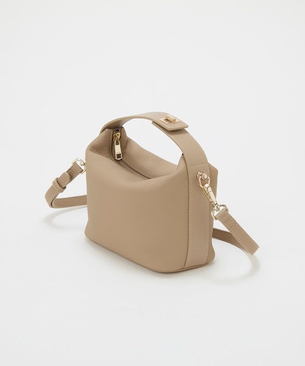 TOPKAPI 【TREASURE TOPKAPI】シュリンクレザー ハンドルオープン ミニ ショルダーバッグ グレージュ