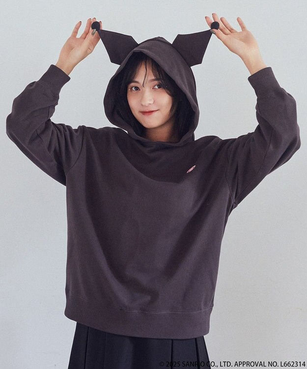 earth music&ecology マイメロディ＆クロミ／ｅａｒｔｈ　耳付きフーディー Charcoal Gray