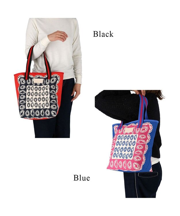 tsumori chisato CARRY ダイヤモンドフラワー トートバッグ リバーシブル 花柄 ブラック