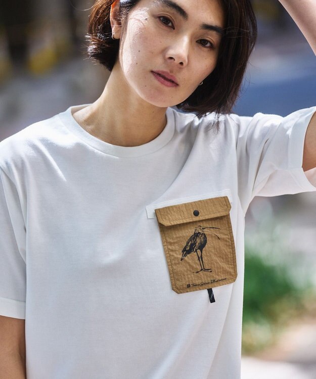 JOSEPH ABBOUD MOUNTAIN 【CREA掲載・テーム ヤルヴィモチーフ・サスティナブル】ビオグレース天竺ｘリップストップTシャツ ホワイト系