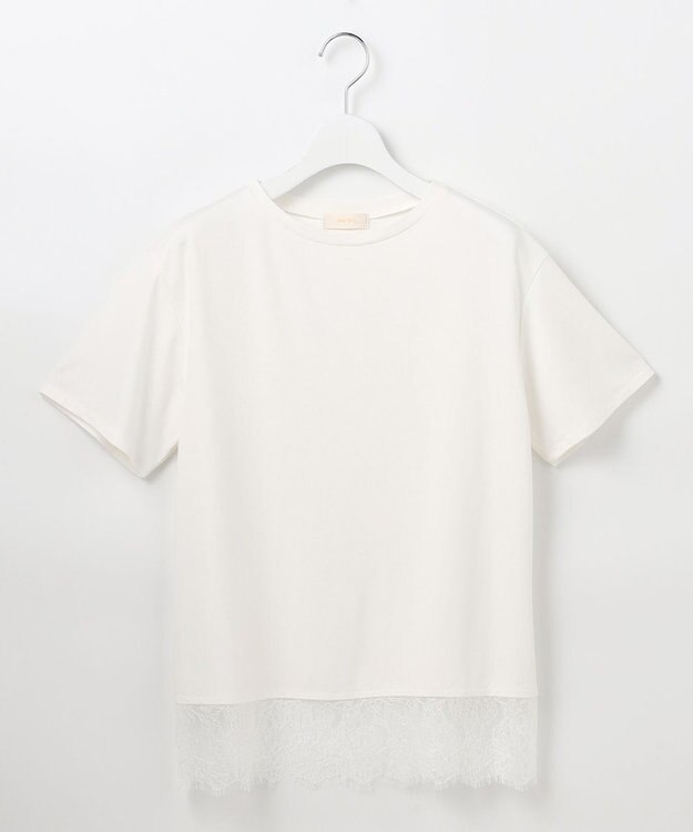 ANY SIS L 裾レース半袖Ｔシャツ オフ