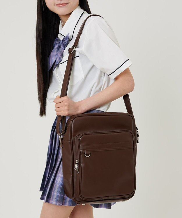 WEGO 【SCHOOLITEM】PUスクールショルダーバッグ ブラウン