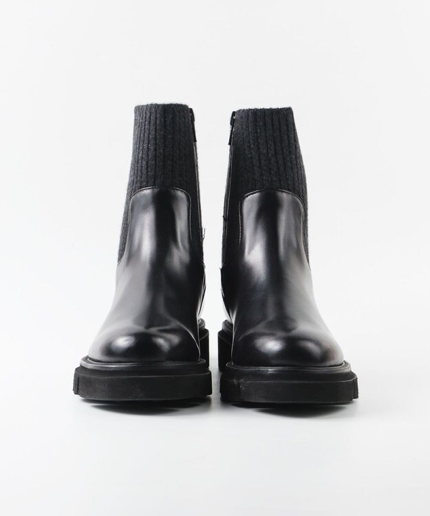 BONTRE 【イタリア製/本革】【LucaGrossi/ルカグロッシ】サイドニットショートブーツ/K148T-VA ブラック