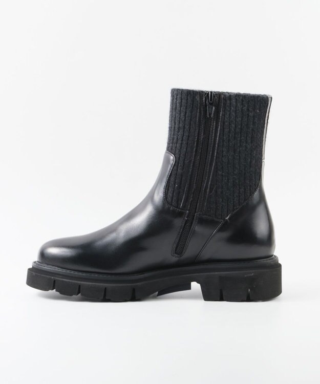 BONTRE 【イタリア製/本革】【LucaGrossi/ルカグロッシ】サイドニットショートブーツ/K148T-VA ブラック