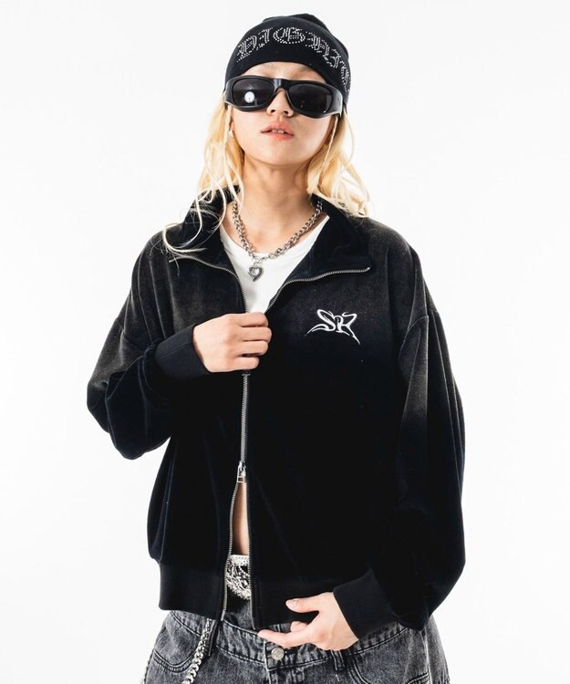 WEGO 【ユニセックス着用ITEM】ブリーチロゴベロアトラックジャケット ブラックその他