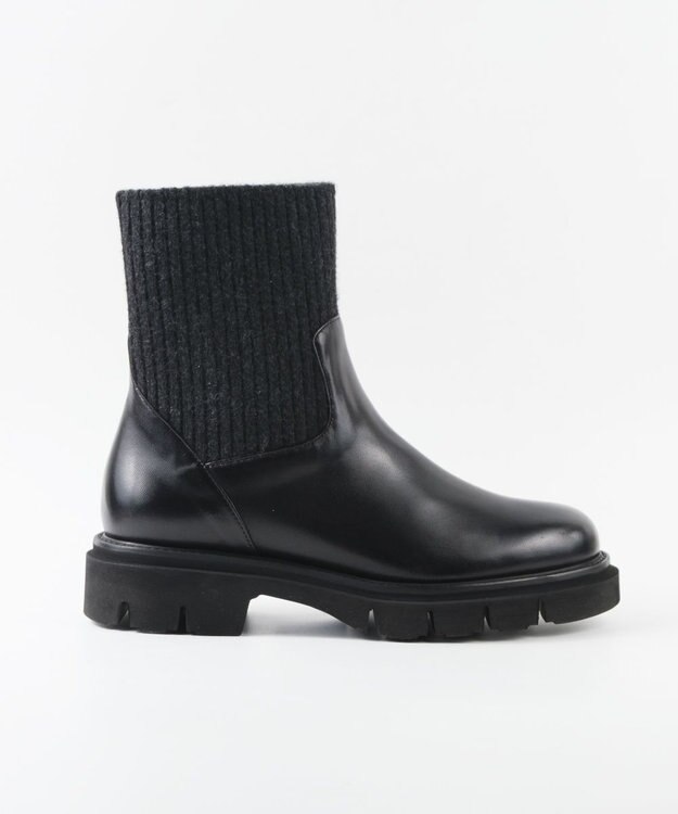 BONTRE 【イタリア製/本革】【LucaGrossi/ルカグロッシ】サイドニットショートブーツ/K148T-VA ブラック