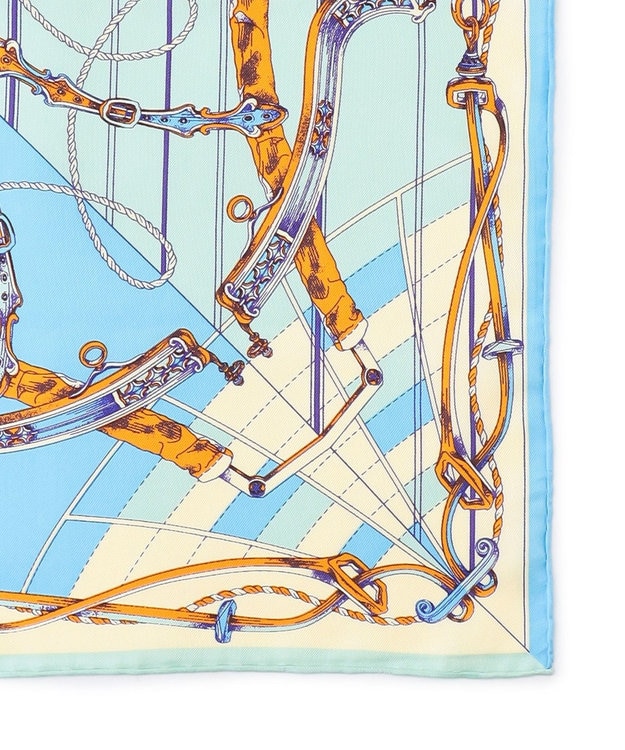23区 manipuri ビットバルーン シルク スカーフ サックスブルー系