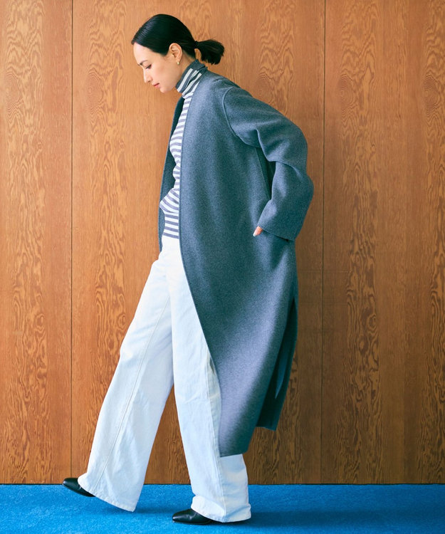 BEIGE， 【Oggi 2月号掲載】GRASSE / ストール付きリバーロングコート Md Gray